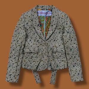 Robert Graham Wool Blazer Suit Jacket Herringbone Geometric Pattern Size 4 Women